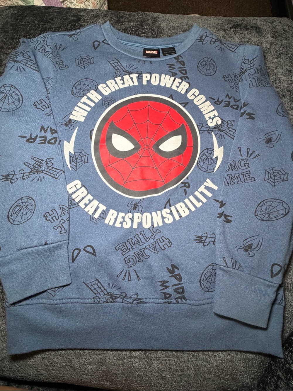 Marvel Spider-Man Blue Graphic Sweatshirt - boys Medium